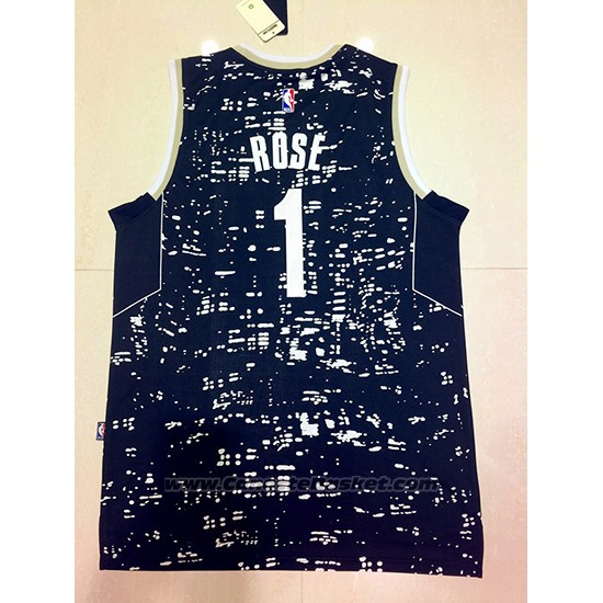 Maglia Luci Della Citta Chicago Bulls Derrick Rose #1 Nero